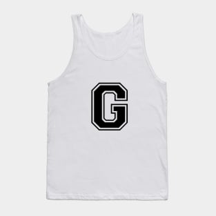 Initial Letter G - Varsity Style Design - Black text Tank Top